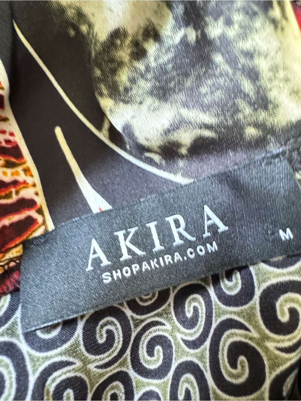 AKIRA Abstract Print Maxi Dress Size M Open Back Tie Front Spaghetti Strap - Picture 10 of 14
